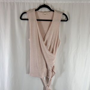 Gap Blouse Women's Small Light Pink Tie Back Sleeveless Vneck Solid